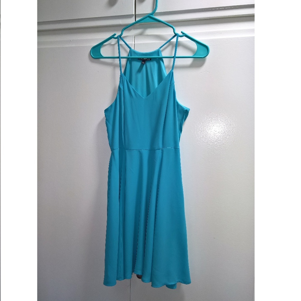 Express Fit and Flare Blue Dress
